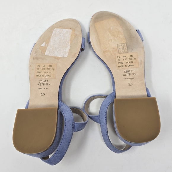 New Stuart Weitzman Tibbey Suede Sandal Periwinkle 5.5 - Picture 8 of 10